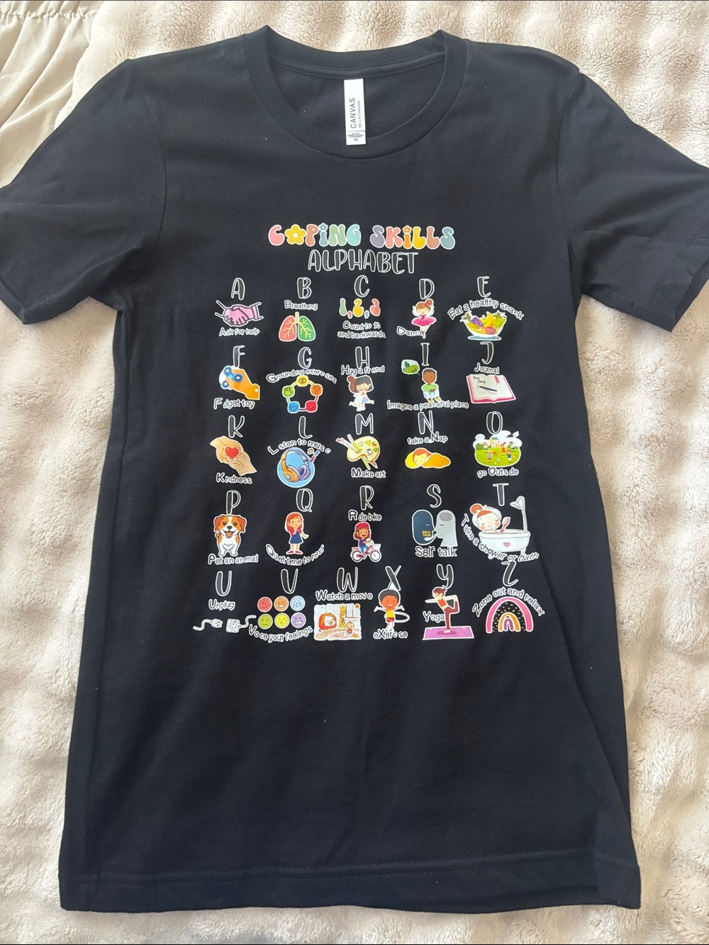 Women’s Black Alphabet Graphic Dress - Caring Skills
